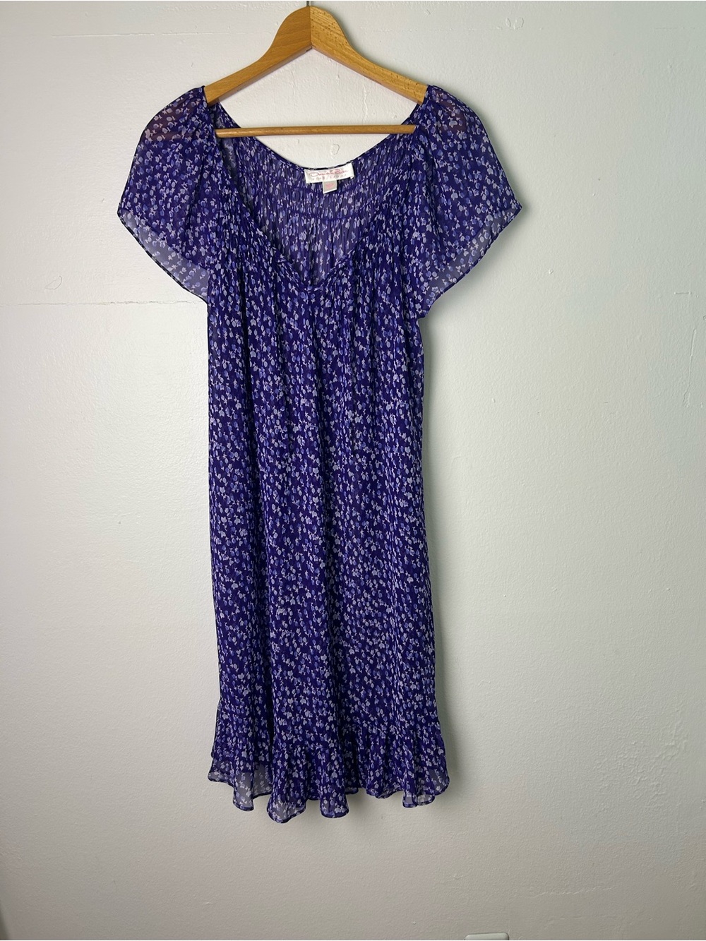 Oscar de la Renta Sheer‎ floral Midi Dress Size L